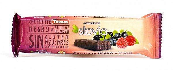 Torras Stevia Erdei gyümölcsös étcsokoládé szelet hozzáadott cukor nélkül 35g 