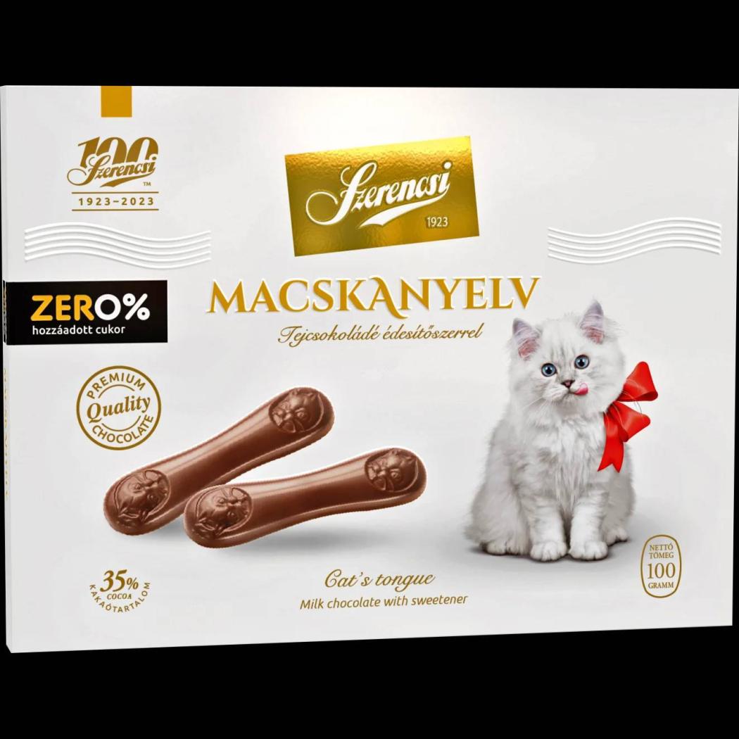 Szerencsi Zero Tejcsokoládé Macskanyelv hozzáadott cukor nélkül 100g